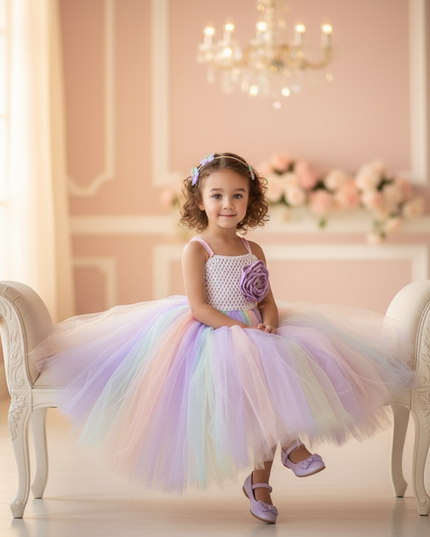 lavender crochet unicorn tutu dress - sitting