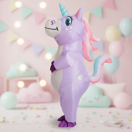 lavender inflatable unicorn costume - lifestyle