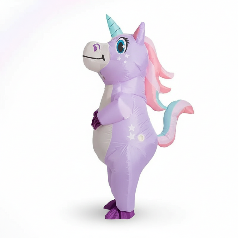 lavender inflatable unicorn costume - white-bg