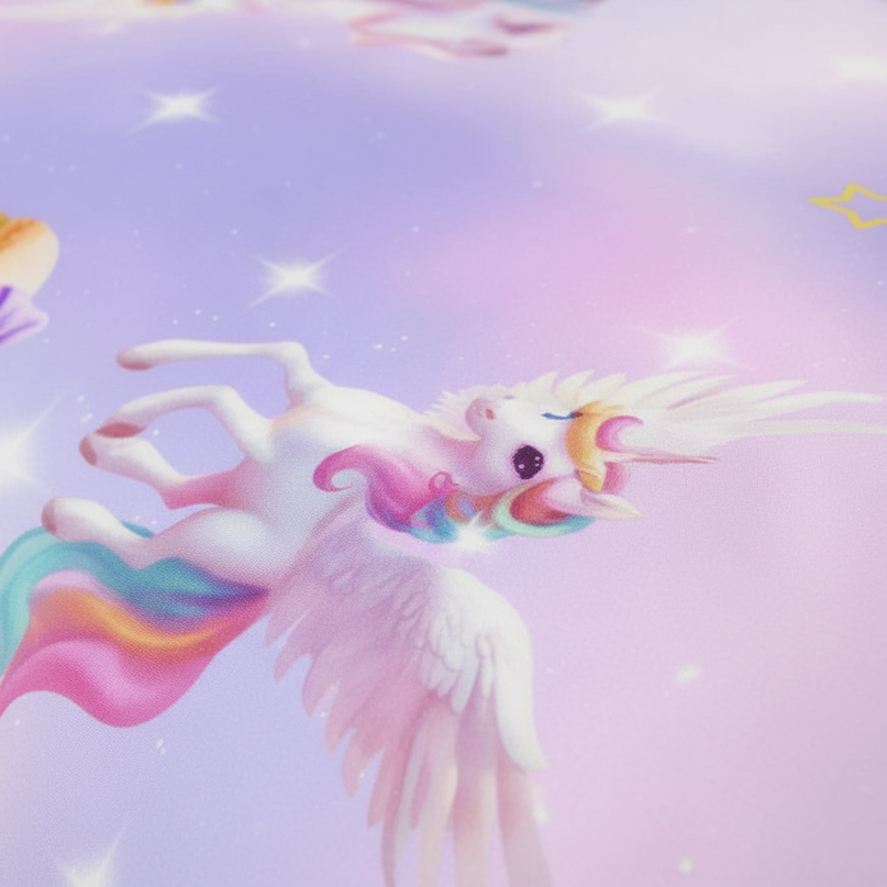 lavender macaron pegasus bedding - detail