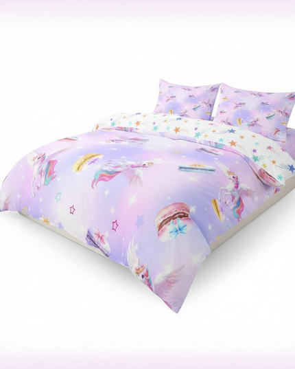 lavender macaron pegasus bedding - white-bg