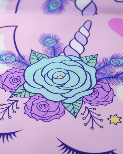lavender peacock allover unicorn bedding - detail