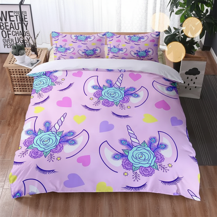 lavender peacock allover unicorn bedding - lifestyle