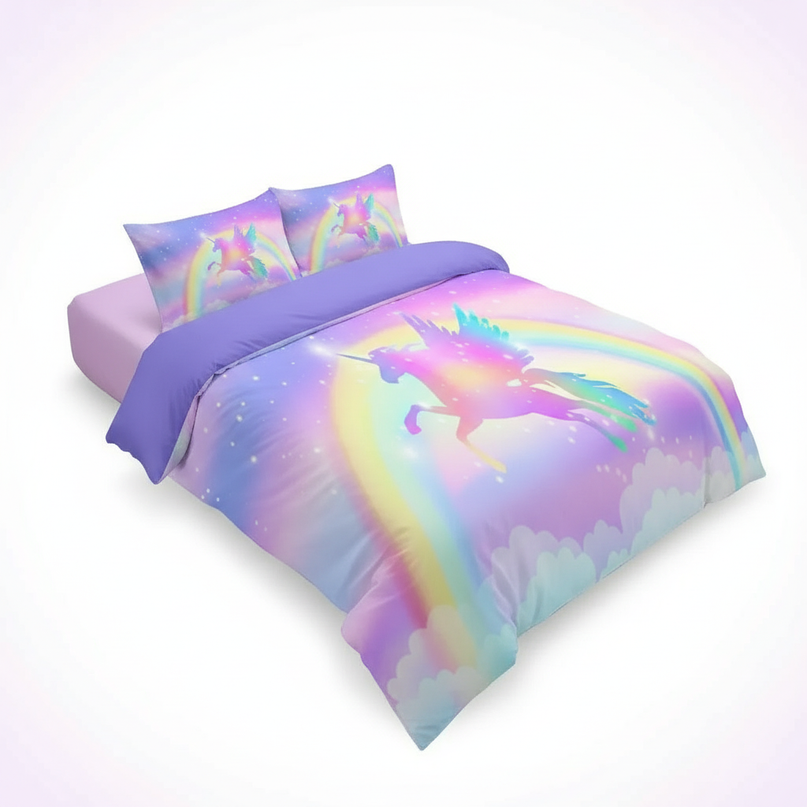 lavender pegasus silhouette bedding - white-bg