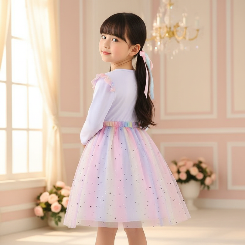lavender star unicorn tutu dress - back