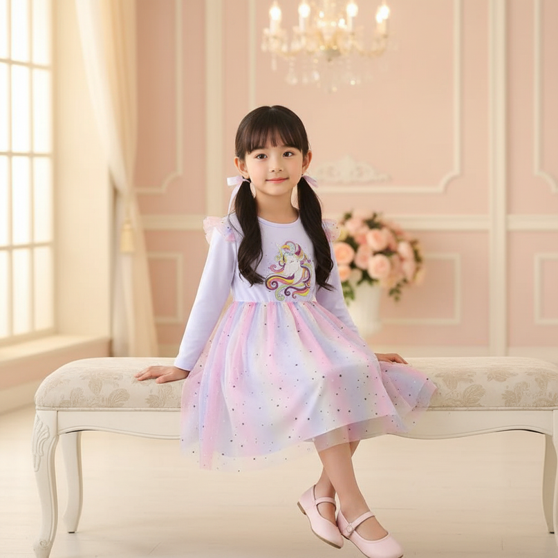 lavender star unicorn tutu dress - sitting