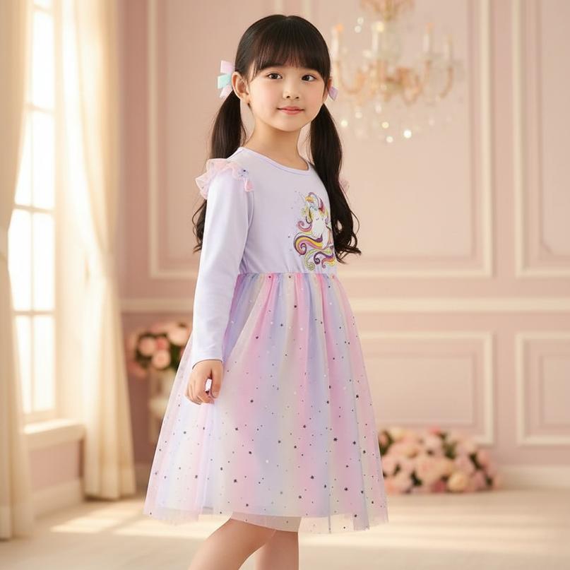lavender star unicorn tutu dress - three-quarter