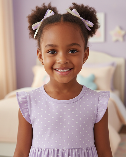 lavender unicorn applique dress - detail