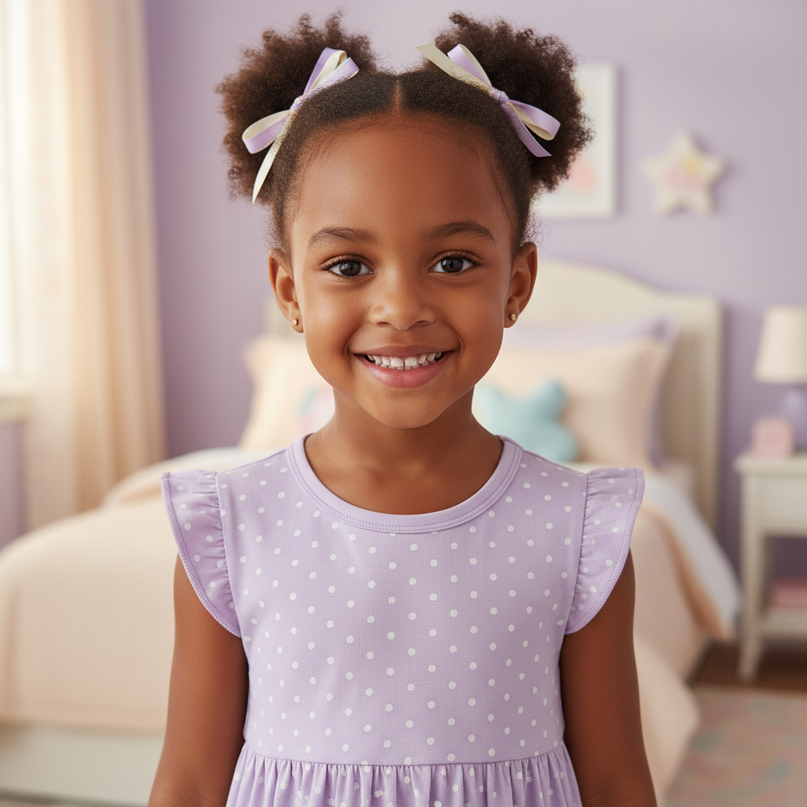 lavender unicorn applique dress - detail