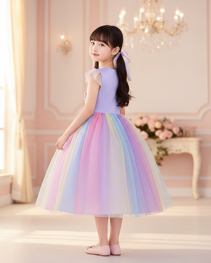 lavender unicorn ball gown dress - back