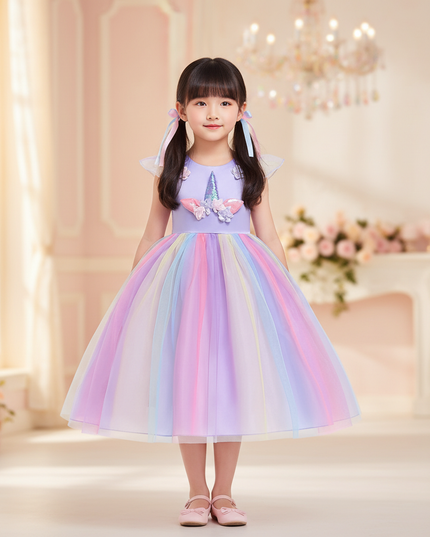 lavender unicorn ball gown dress - detail
