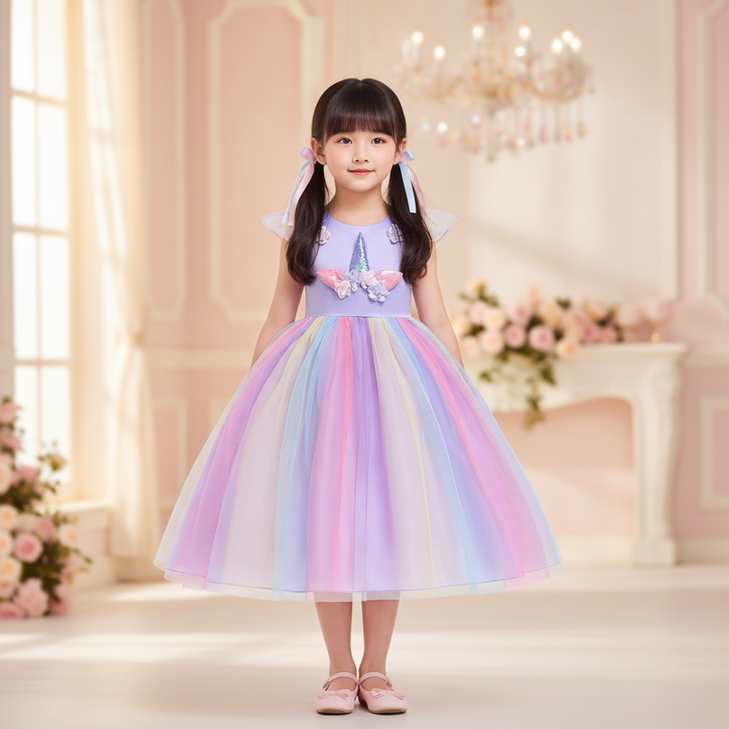 lavender unicorn ball gown dress - detail