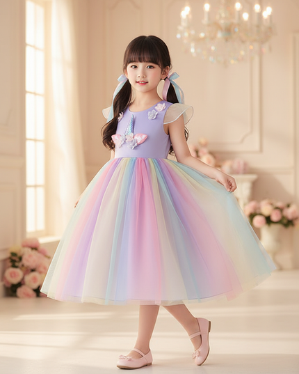 lavender unicorn ball gown dress - front