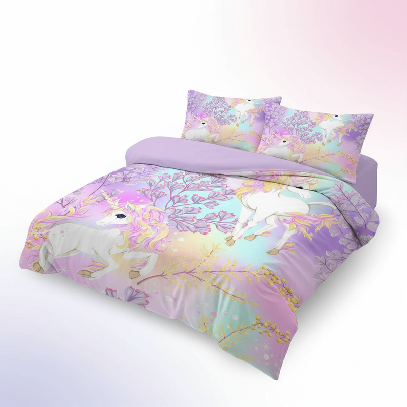 lavender unicorn bedding - white-bg
