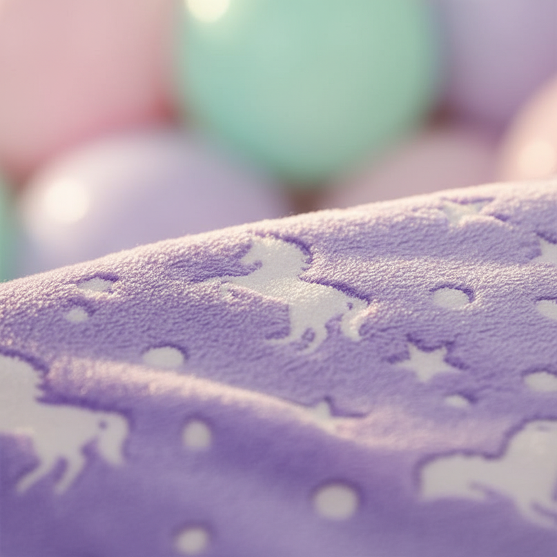 lavender unicorn blanket - detail