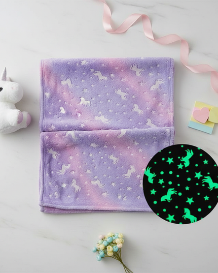 lavender unicorn blanket - flat-lay