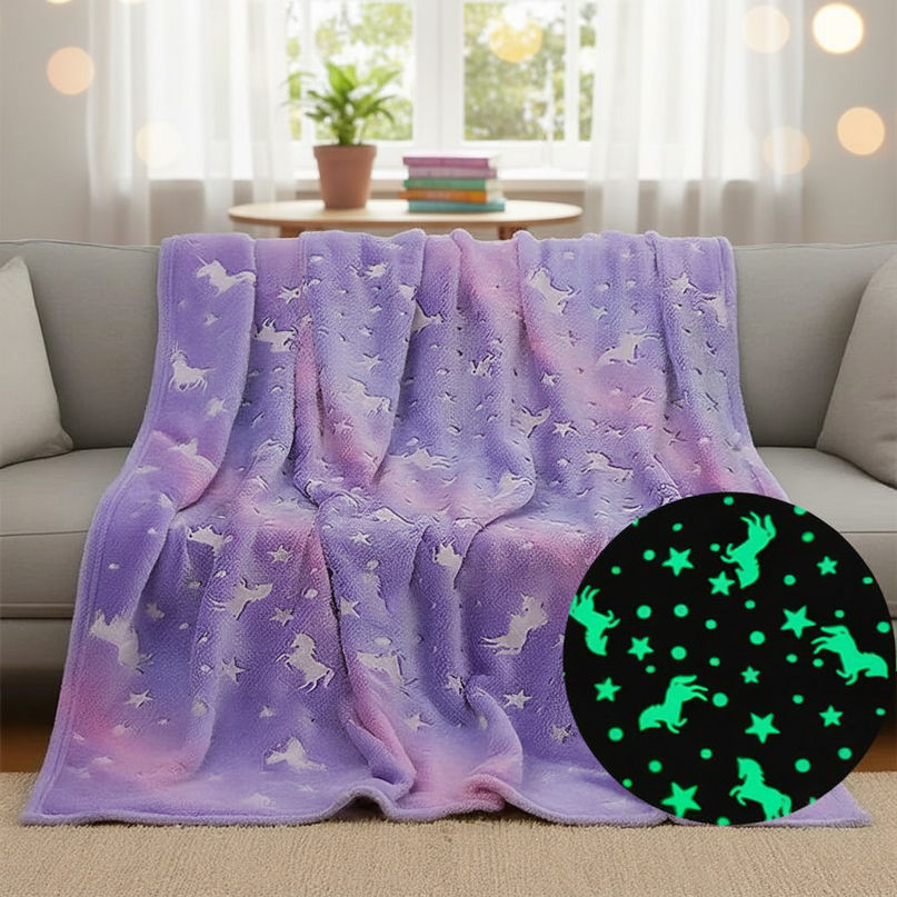 lavender unicorn blanket - lifestyle
