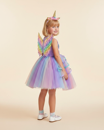 lavender unicorn costume dress set - back