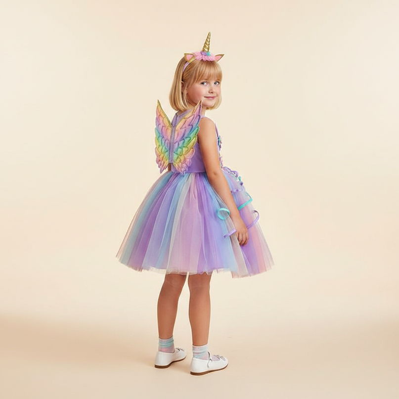 lavender unicorn costume dress set - back