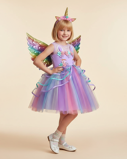 lavender unicorn costume dress set - front