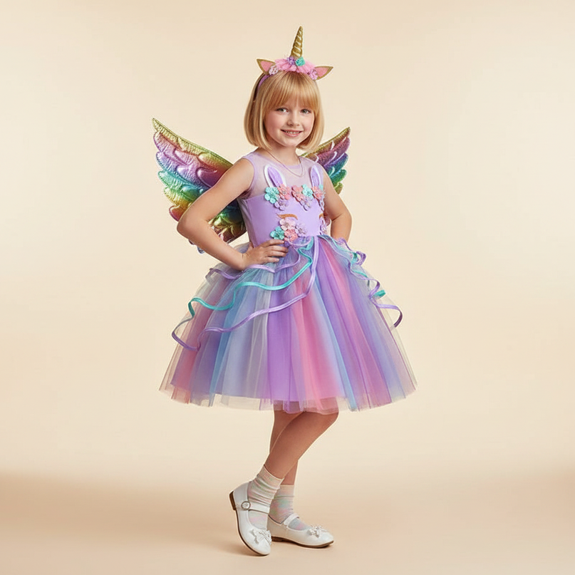 lavender unicorn costume dress set - front