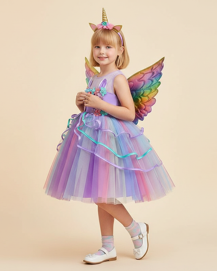 lavender unicorn costume dress set - three-quarter