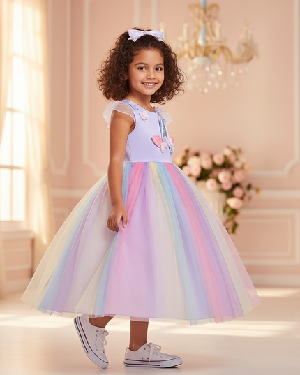 lavender unicorn costume dress - three-quarter