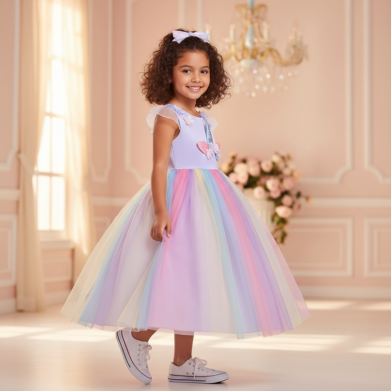 lavender unicorn costume dress - three-quarter