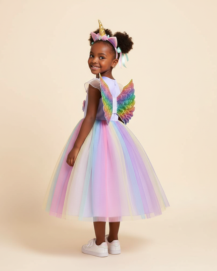 lavender unicorn dress costume with wings - back