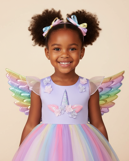 lavender unicorn dress costume with wings - detail