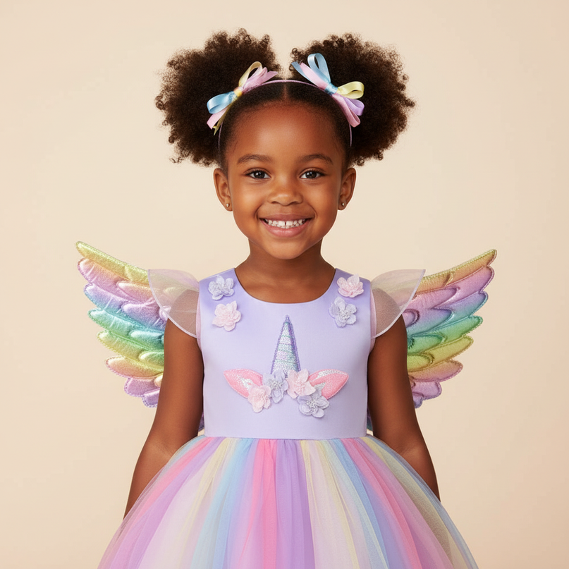 lavender unicorn dress costume with wings - detail