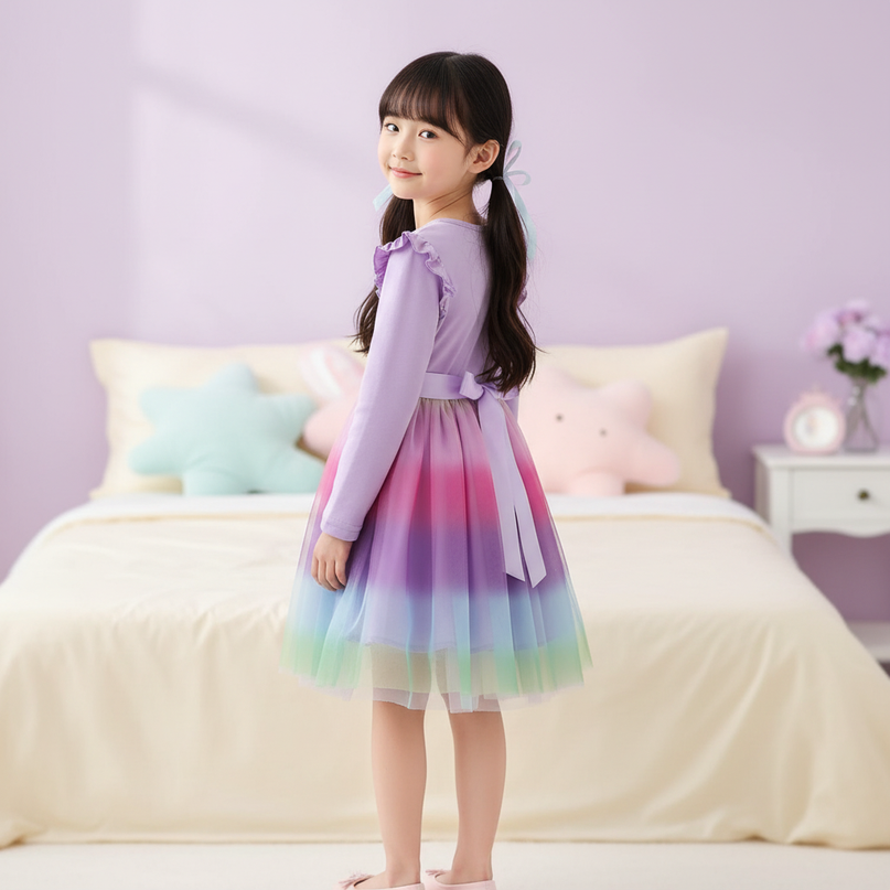 lavender unicorn dress girls - back