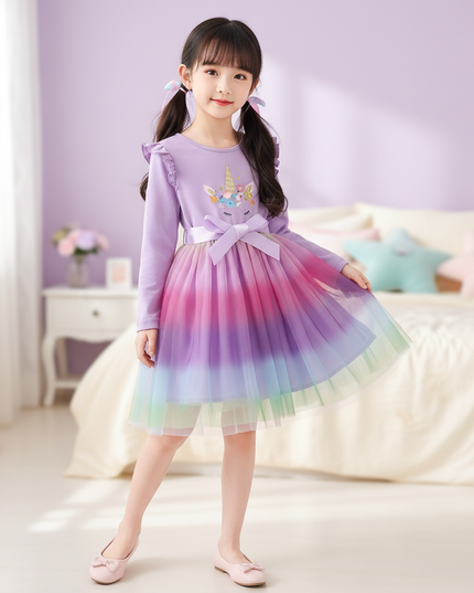 lavender unicorn dress girls - front