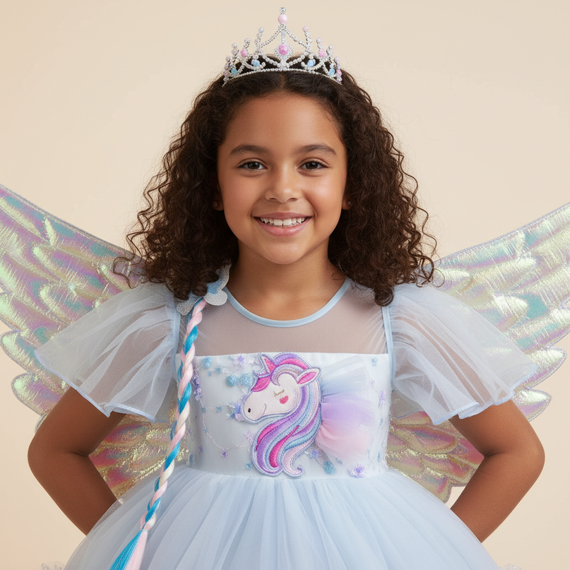 lavender unicorn fairy dress set girls - detail