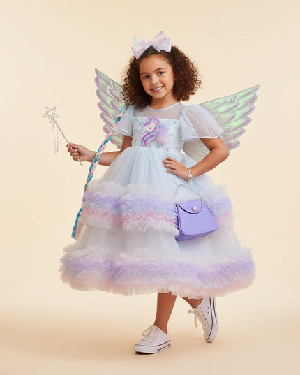 lavender unicorn fairy dress set girls - front