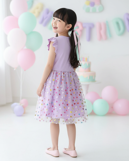 lavender unicorn heart dress - back