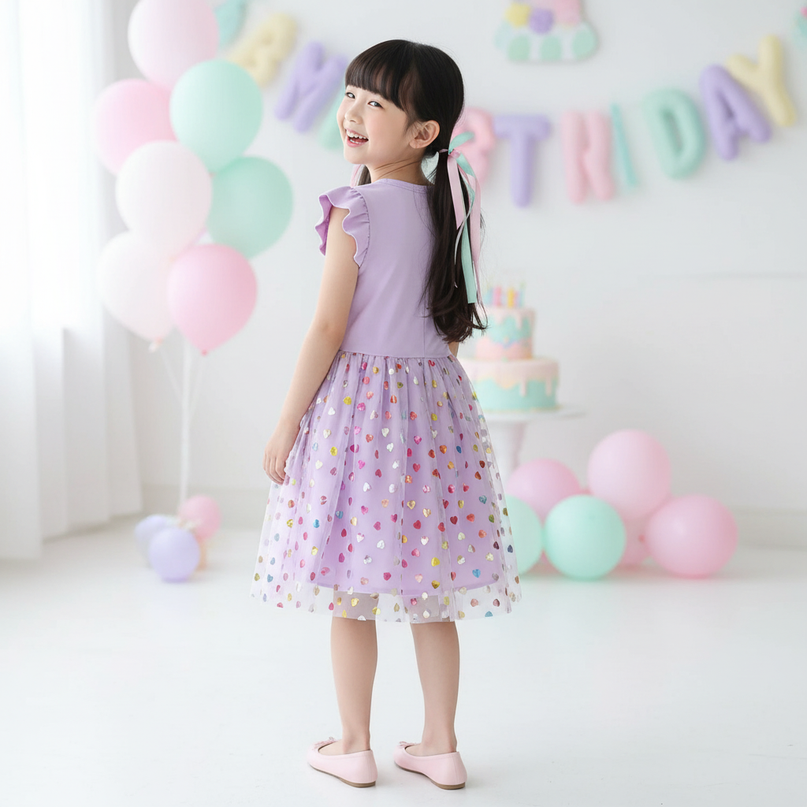 lavender unicorn heart dress - back