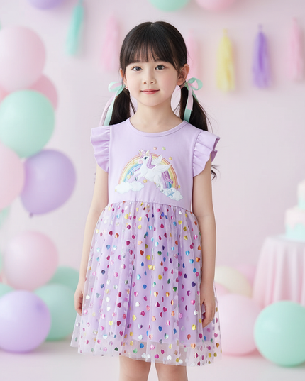 lavender unicorn heart dress - detail