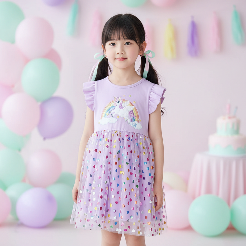 lavender unicorn heart dress - detail