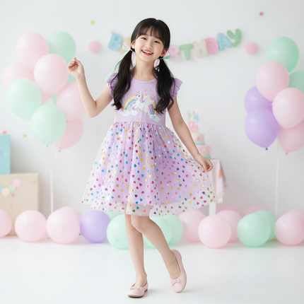 lavender unicorn heart dress - front