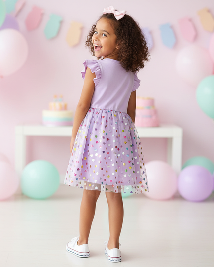 lavender unicorn heart sequin dress - back