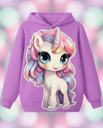 lavender unicorn hoodie kids - detail