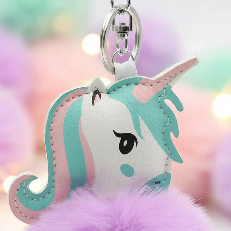 lavender unicorn keychain - detail