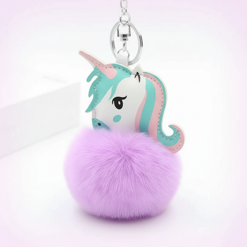 lavender unicorn keychain - white-bg
