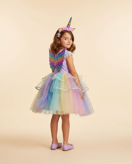 lavender unicorn led dress full set - back