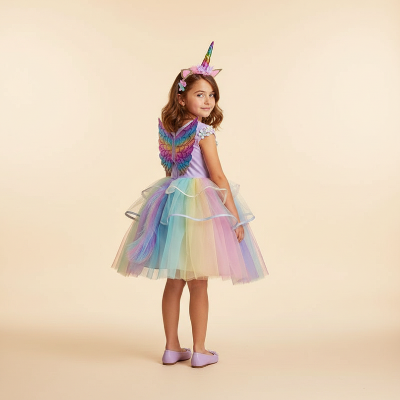 lavender unicorn led dress full set - back