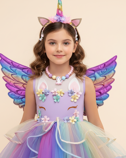 lavender unicorn led dress full set - detail