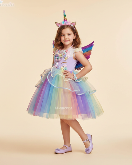 lavender unicorn led dress full set - front
