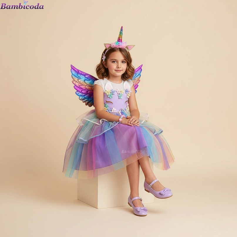 lavender unicorn led dress full set - sitting