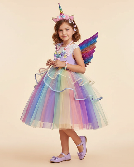 lavender unicorn led dress full set - three-quarter
